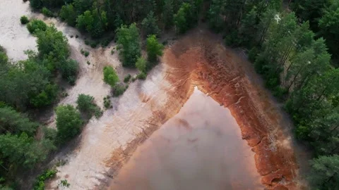 Pine forest in summer with colorful lakes. summer wild scenery. Drone footage Stock Footage 233333574