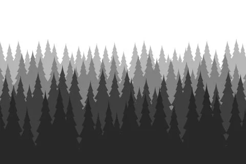 Pine forest in winter. Nature landscape vector background. Stock Illustration