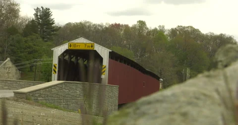 Pine Grove Covered Bridge Video stock 63040373