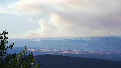 Pine Gulch Fire seen from Grand Mesa, Colorado, USA- Sunday 08/09/2020, 4K Stock Footage