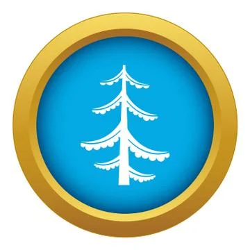 Pine icon blue vector isolated Stock Illustration