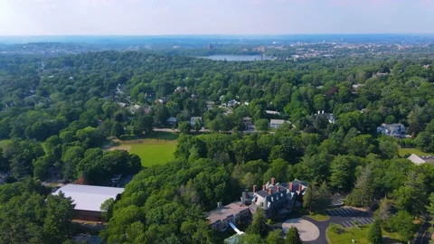 Pine Manor College aerial view, Brookline, MA, USA Stock Footage 166328519
