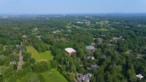 Pine Manor College aerial view, Brookline, MA, USA Video stock 166330572