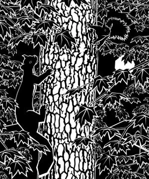 Pine marten and red squirrel illustration Stock Illustration