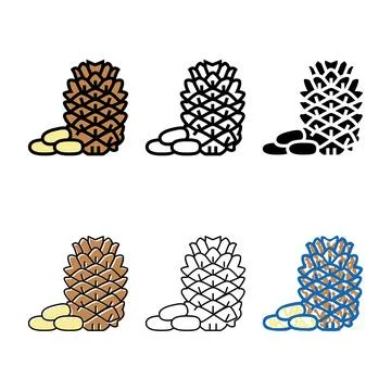 Pine nut color pack icon vector Stock Illustration