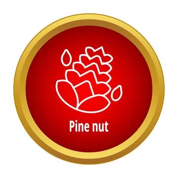 Pine nut food icon on red circle Stock Illustration