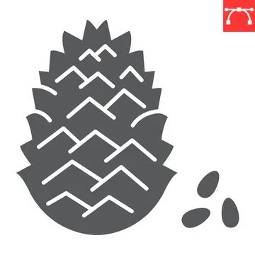 Pine nut glyph icon Stock Illustration