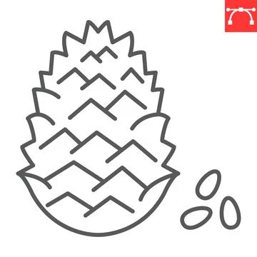 Pine nut line icon Stock Illustration