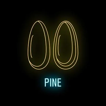 Pine nut vector icon glowing neon light Stock Illustration