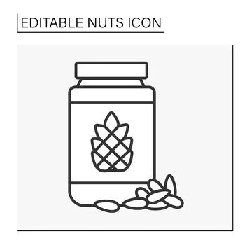 Pine nuts line icon Stock Illustration