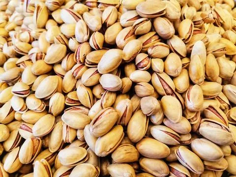 Pine nuts. Nuts shop. Stock Photos