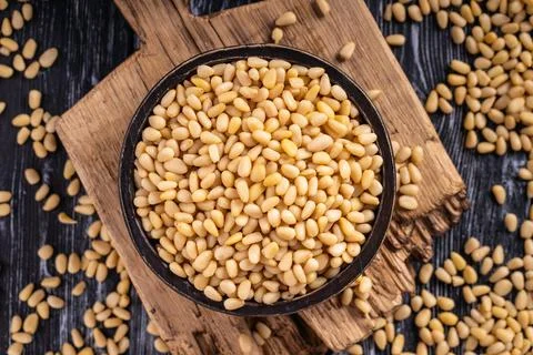 Pine nuts. For vegetarians. Stock Photos