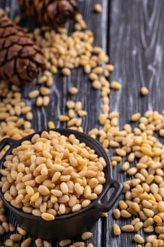 Pine nuts. For vegetarians. Stock Photos