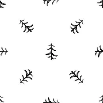 Pine pattern seamless black Stock Illustration