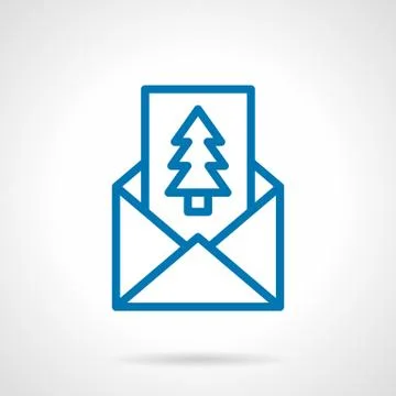 Pine postcard simple line vector icon Stock Illustration