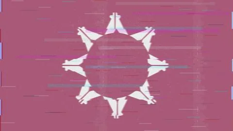 Pine Ridge Glitch Flag Vector - RGB Split Digital Video Frame Design Stock Illustration