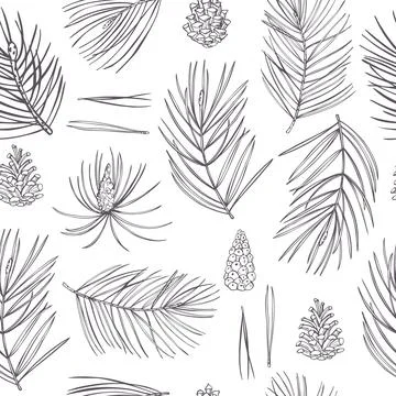 Pine set. Vector  pattern. Stock Illustration