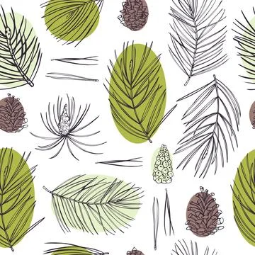 Pine set. Vector  pattern. Stock Illustration