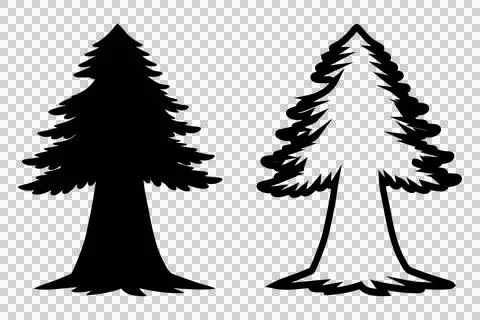 Pine silhouette vector tree icon isolated on white background Stock Illustration
