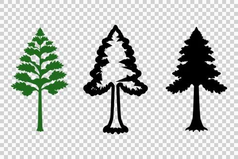 Pine silhouette vector tree icons set Stock Illustration