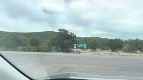 Pine Strawberry and Payson Road Sign on AZ-87 State Route Stock Footage 326178785