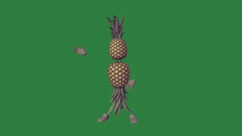 A pine on top of and pineapple tree fork 3d isolated isolated on green screen Stock Footage 336890167