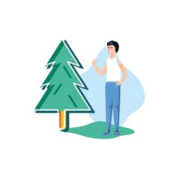 Pine tree and avatar man design Illustrazione stock
