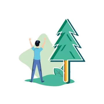 Pine tree and avatar man design Illustrazione stock