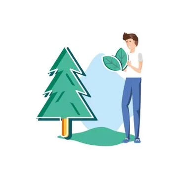 Pine tree and avatar man design Illustrazione stock
