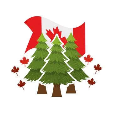 Pine tree and canada symbol design Stock Illustration