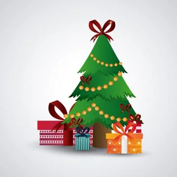 Pine tree and gifts design. Merry Christmas. vector graphic Illustrazione stock