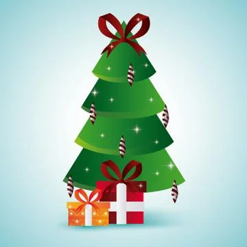 Pine tree and gifts design. Merry Christmas. vector graphic Illustrazione stock