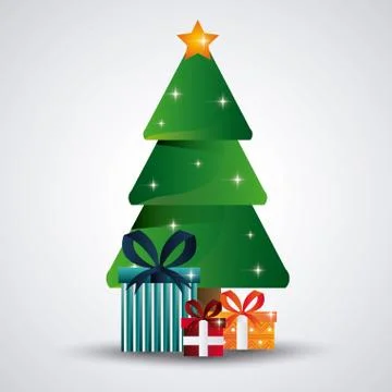 Pine tree and gifts design. Merry Christmas. vector graphic Illustrazione stock