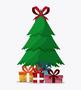 Pine tree and gifts design. Merry Christmas. vector graphic Illustrazione stock