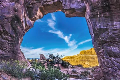 Pine Tree Arch Devils Garden Arches National Park Moab Utah Stock Photos