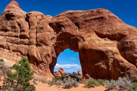 Pine Tree Arch off Devils Garden Trail in Arches National Park, Utah Stock Photos