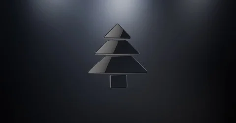 Pine Tree Black 3d Icon Stock Footage 69806697