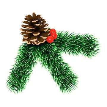 Pine tree branch icon, realistic style Stock Illustration