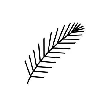 Pine Tree Branch in Monoline on White Background Illustrazione stock