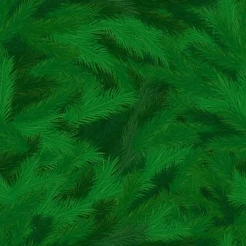 Pine Tree Branches with Needles Seamless Pattern Illustrazione stock