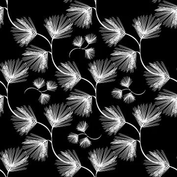 Pine tree branches seamless pattern Stock Illustration