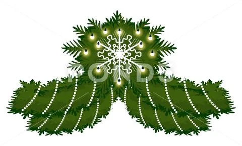 Pine Tree Branches Winter Holiday Decor Vector Ilustração Stock