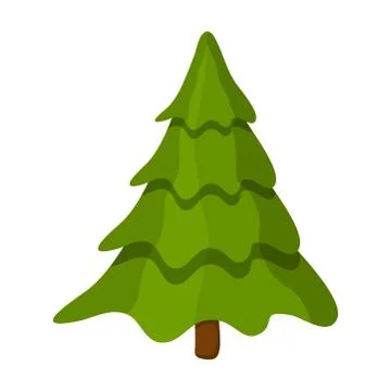 Pine tree cartoon illustration isolated on white.  Vector fir tree design for Stock Illustration