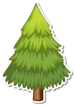 A pine tree cartoon sticker 스톡 일러스트