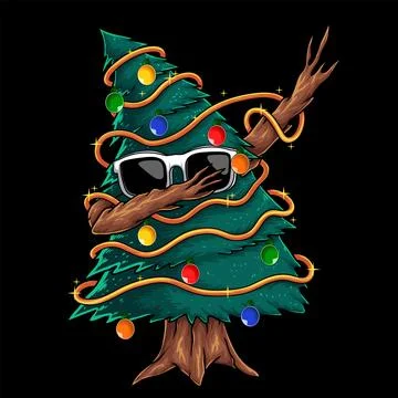 Pine tree dabbing dance vector illustration Stock Illustration