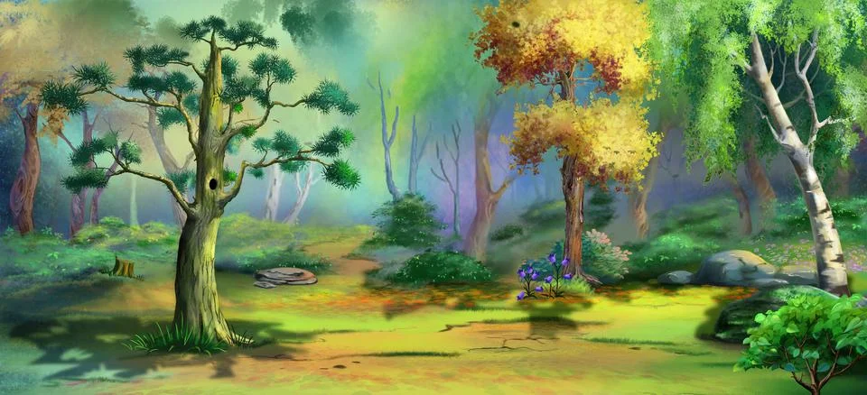 Pine tree on a Forest glade 02 Stock Illustration