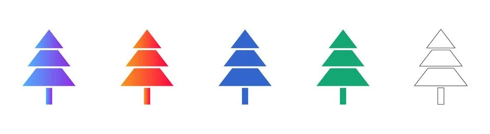 Pine Tree Forest Icons Stock Illustration