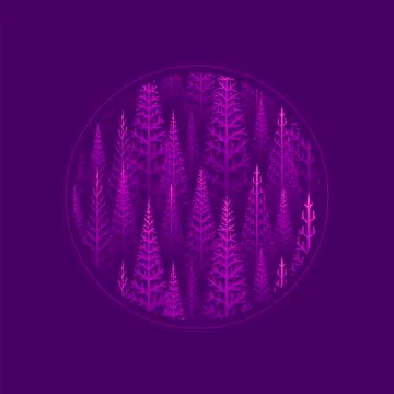 Pine tree forest illustration Stock Illustration