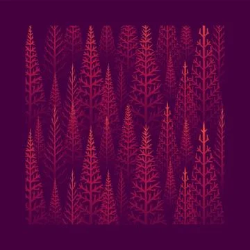 Pine tree forest illustration Stock Illustration