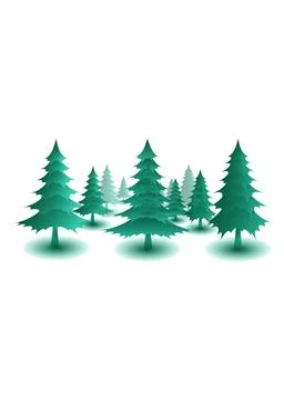 Pine Tree Forest Minimalist Illustration Stock Illustration